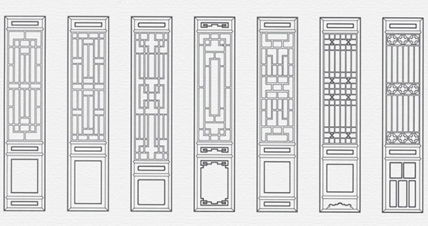 南澳常用中式仿古花窗图案隔断设计图