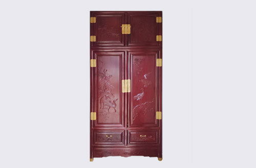 南澳高端中式家居装修深红色纯实木衣柜